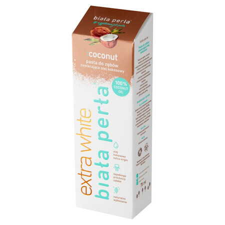 White Pearl Extra White, pastă de dinți de albire, nucă de cocos, 75 ml