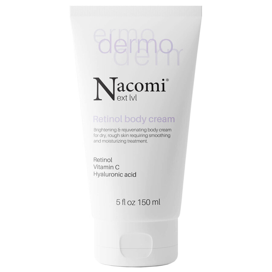 Nacomi Next Level Dermo, crème éclaircissante et rajeunissante pour le corps, rétinol et vitamine C, 150 ml