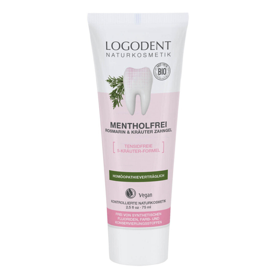 Logodent Menthol Free, pflanzliches Zahngel, Rosmarin und Salbei, fluoridfrei, 75 ml