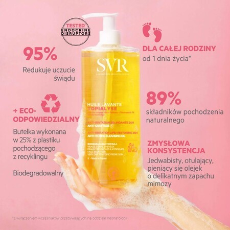 SVR Topialyse Huile, Cleansing micellar oil for the whole family, sensitive, dry and atopic skin, biodegradable, 400 ml