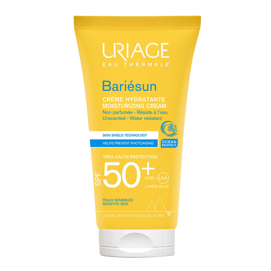 Uriage Bariesun, crema hidratante para pieles sensibles, FPS 50+, 50 ml