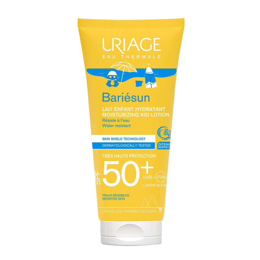 Uriage Bariesun, lait hydratant visage et corps pour enfants, peaux sensibles, SPF 50+, 100 ml