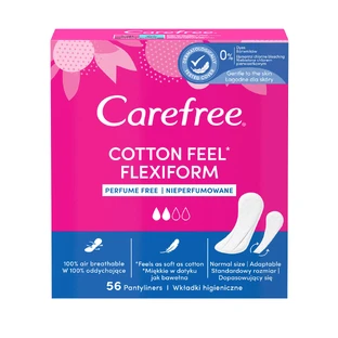 Carefree Cotton Feel Flexiform sanitary pads, unscented, 56 pcs.