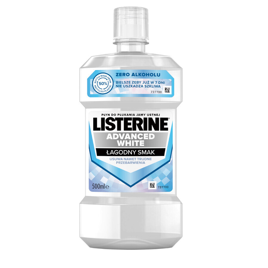 Listerine Advanced White, bain de bouche, saveur douce, 500 ml