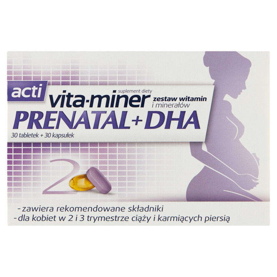 Vita-Miner Prenatal + DHA, 30 Tabletten + 30 Kapseln