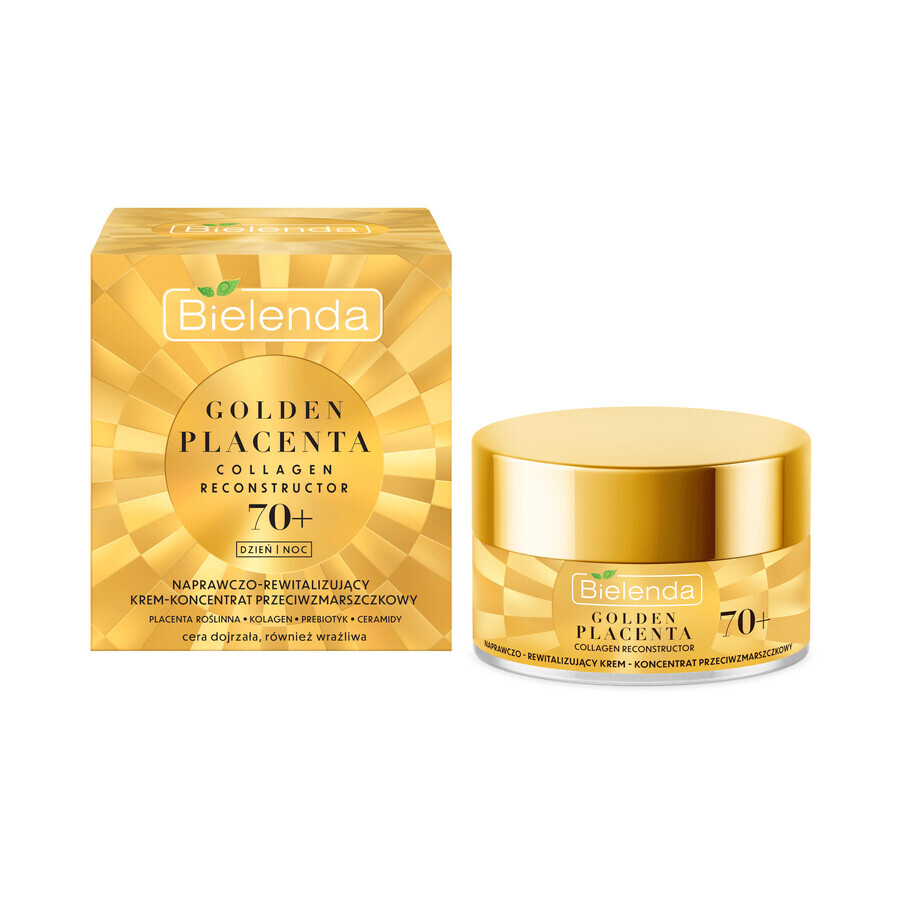 Bielenda Golden Placenta Collagen Reconstruction 70+, herstellende en revitaliserende anti-rimpelcrème-concentraat, 50 ml