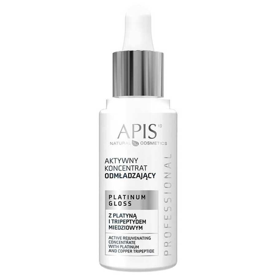 Apis Platinum Gloss Professional, concentrat activ de întinerire cu tripeptide de platină și cupru, ten matur, 30 ml