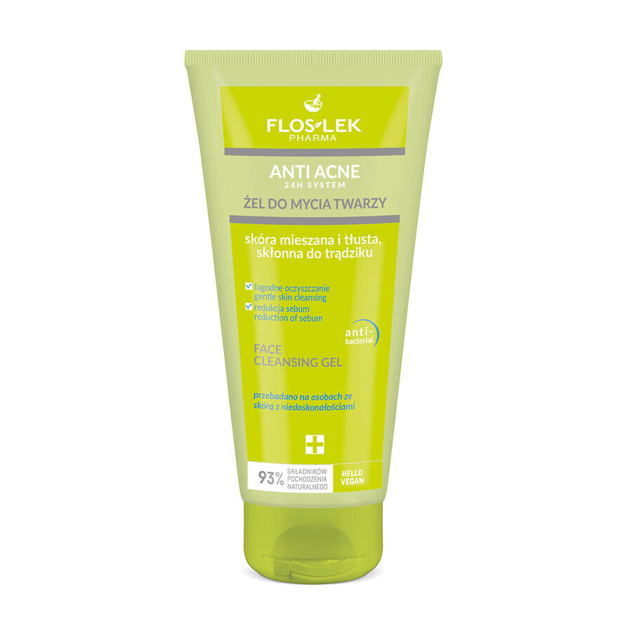 Flos-Lek, Anti-Akne 24H System Gesichtsreinigungsgel, 200 ml