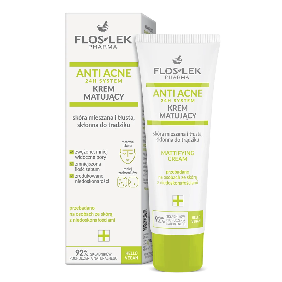 Flos-Lek Anti Acne 24H System Krem matujący skóra mieszana i tłusta skłonna do trądziku, 50 ml: ceny i cechy