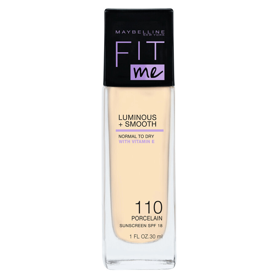 Maybelline Fit Me! Luminous and Smooth, fond de ten iluminator, Nr. 110 Porcelain, 30 ml