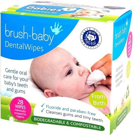 Brush-Baby Dental Wipes Chusteczki higieniczne, 28 sztuk