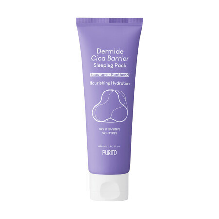 Purito Dermide Cica Barrier Sleeping Pack, Cremă de noapte regenerantă, 80 ml