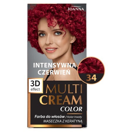 Joanna Multi Cream Color, haarverf, 34 intens rood, 1 stuk