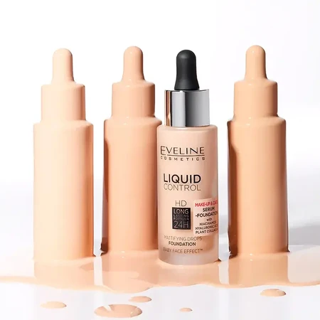 Eveline Cosmetics Liquid Control HD, mattifying foundation, No. 35, Natural beige, 32 ml