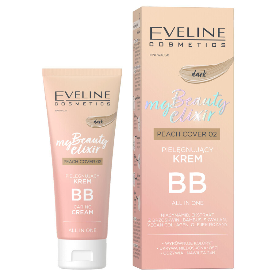 Eveline Cosmetics Mein Schönheitscreme BB All-in-One 02 Pfirsich Deckt Dunkel, 30ml