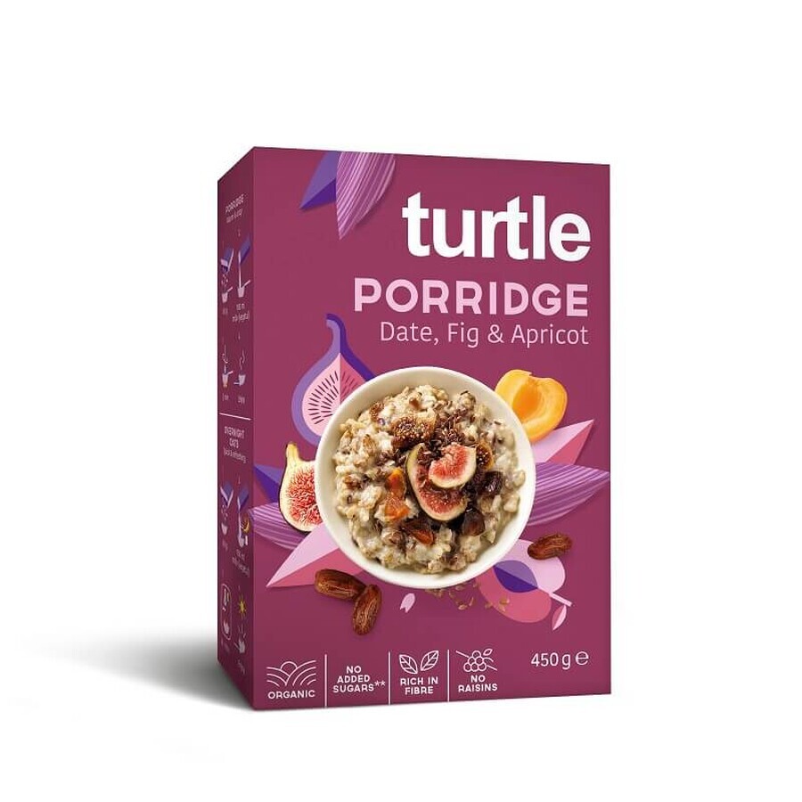 Organic porridge cereal with dates, figs, apricots, 450 grams, Turtle SPRL