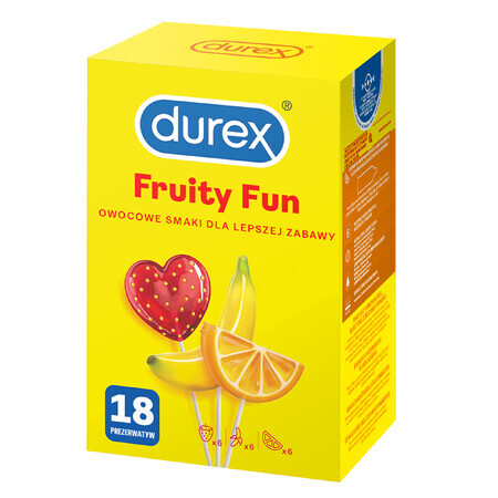 Durex Fruity Fun, set condooms in diverse smaken, 18 stuks