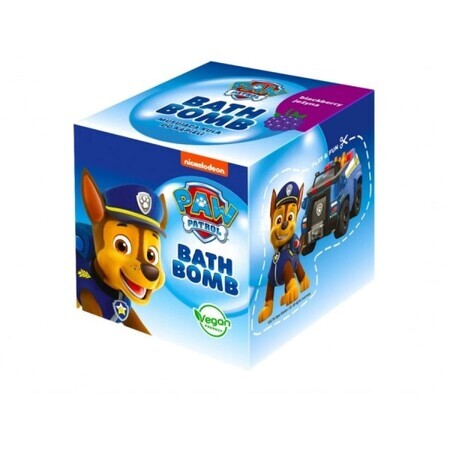 Paw Patrol, Chase, minge de baie efervescentă, mure, 165 g