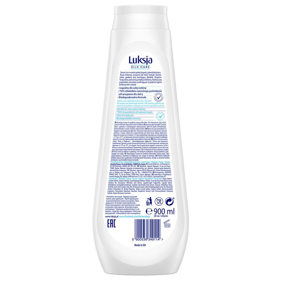 Luksja, Kremowy pyn do kpieli Kokos i Gardenia, 900 ml