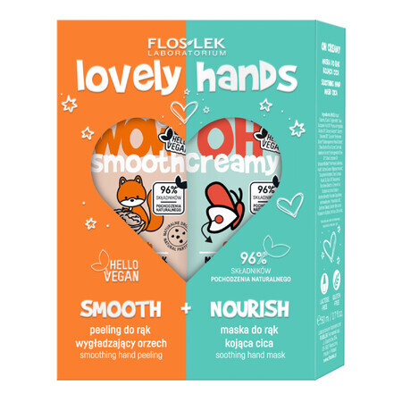 Set Flos-Lek Lovely Hands Strengthening Hand Treatment, Wow Smooth, Smooth Hand Scrub, 50g + Oh Creamy, Soothing Hand Mask, 50ml