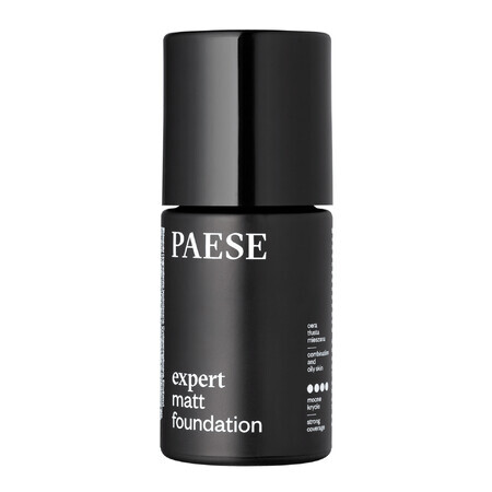 Paese Expert Matt Foundation, fond de ten specializat pentru opacifierea tenului, 500W Light Beige, 30 ml