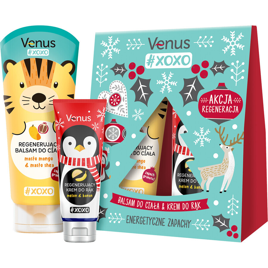 Set Venus XOXO Action Regeneration, loțiune de corp, 250 ml + cremă de mâini, 100 ml