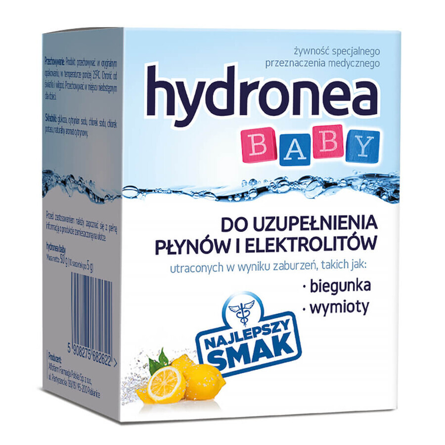 Hydronea Baby, for infants over 6 months, children and adults, lemon flavor, 10 sachets