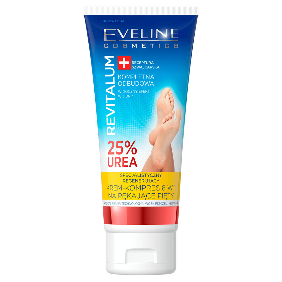 Eveline Cosmetics Revitalum, crème-compresse régénérante spécialisée 8en1 pour talons craquelés, 100 ml