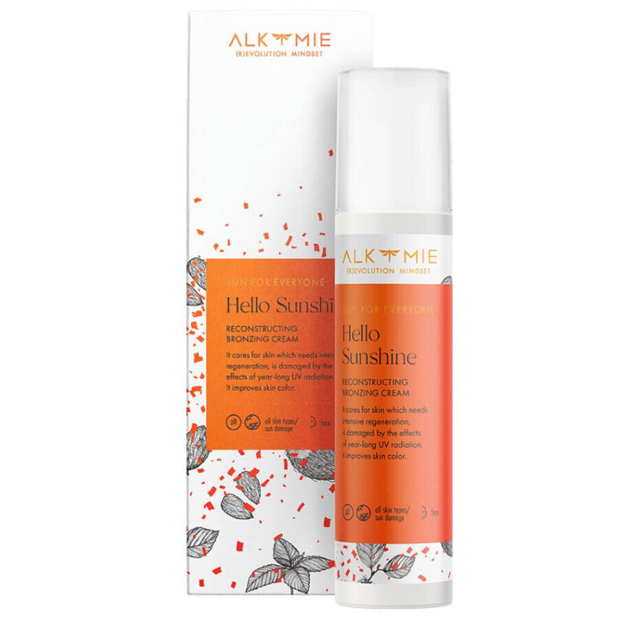 Alkmie Hello Sunshine, Cremă bronzantă reconstructivă, 50 ml