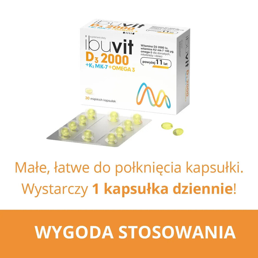 Ibuvit D3 2000 + K2 MK-7 Oméga 3, 30 capsules molles