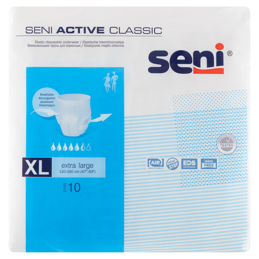 Seni Active Classic, culotte absorbante, Extra Large, 120-160 cm, 10 pièces