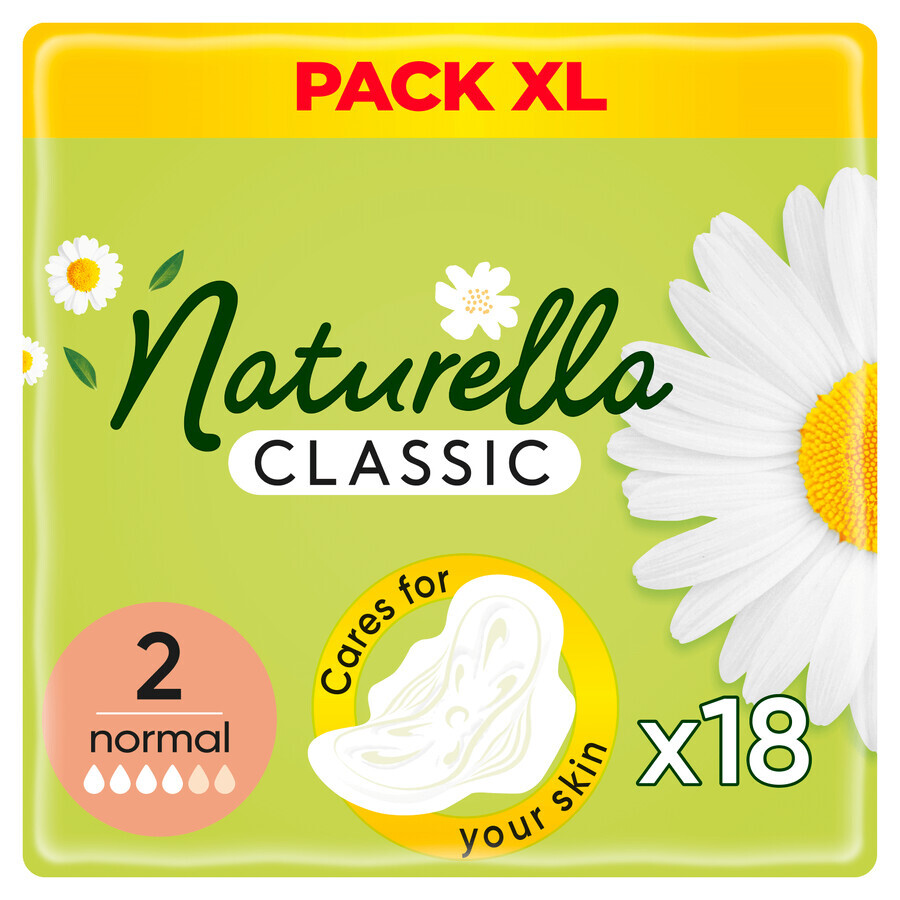 Naturella Classic, șervețele igienice cu aripi, mușețel, Normal, 18 buc.