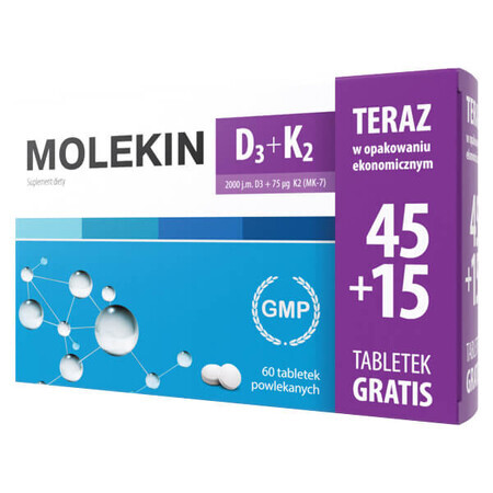 Molekin D3 + K2 Vitalitätskomplex 45+15 Tabletten