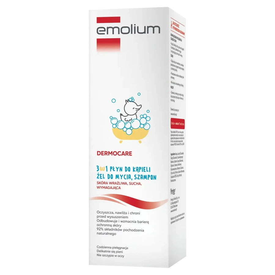 Emolium Dermocare 3în1, loțiune de baie, gel de spălare și șampon, după 1 lună, 400 ml