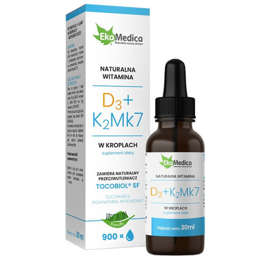 EkaMedica Vitamina natural D3 + K2MK7 gotas, 30 ml