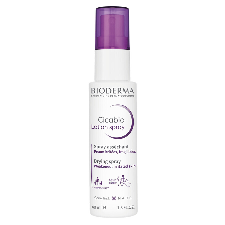 Bioderma, Cicabio Lotion Spray, 40 ml - Beruhigende Pflege für empfindliche Haut. Lindert Hautreizungen und fördert die Wundheilung.