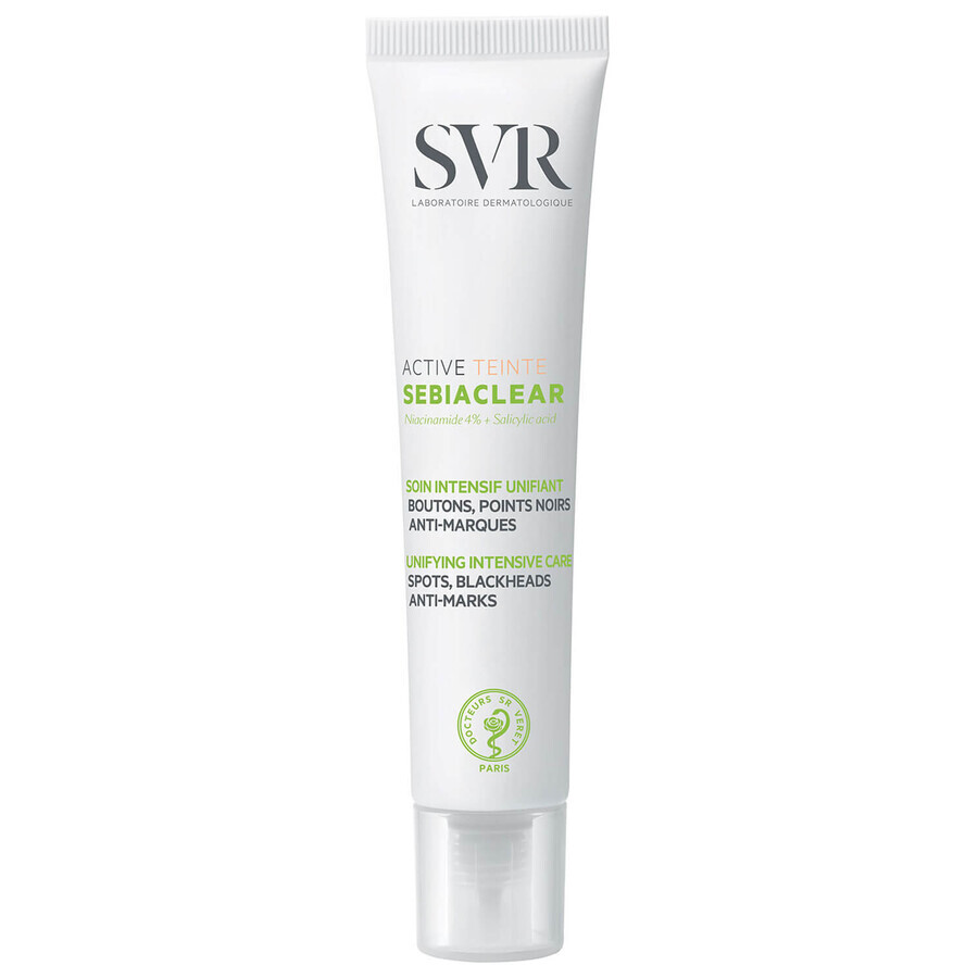 SVR Sebiaclear Active Teinte, crema activa unificadora para reducir las lesiones del acné, 40 ml