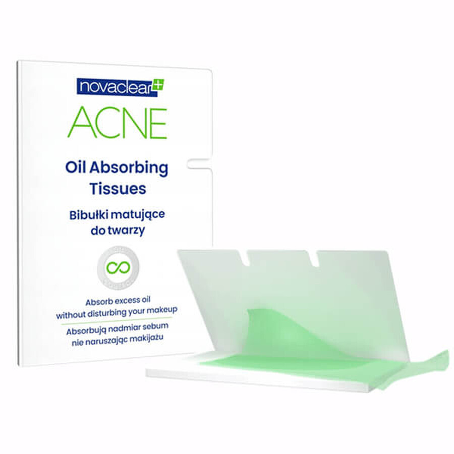 Novaclear Acne, mouchoirs matifiants, 50 pièces