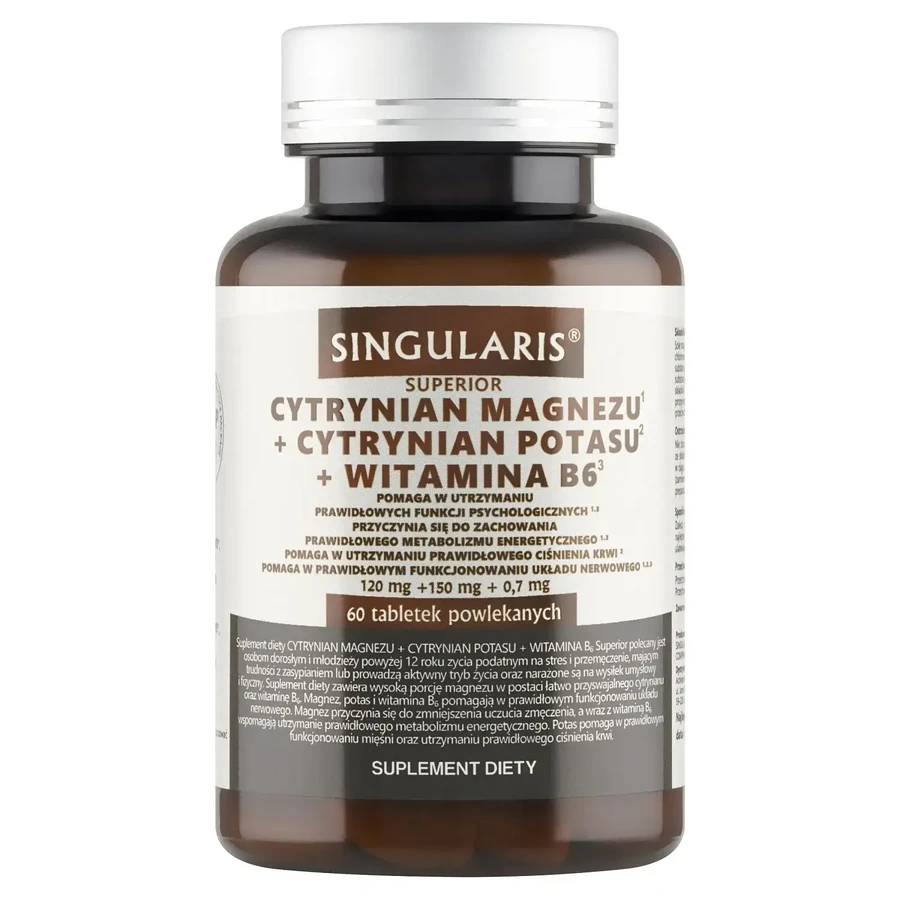 Singularis Superior Magnesium Citrate + Potassium Citrate + Vitamin B6, 60 film-coated tablets