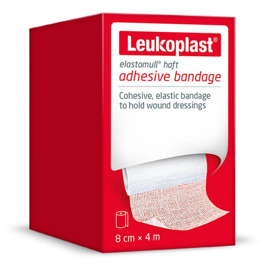Leukoplast Elastomull Haft, samenhangend verband, elastisch, wit, 8 cm x 4 m, 1 stuk