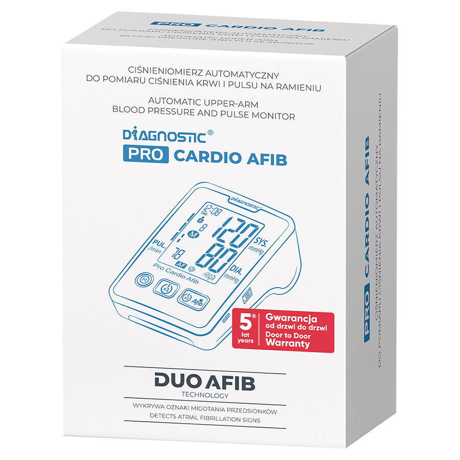 Diagnosis Diagnostic Pro Cardio Afib, automatisches Oberarm-Blutdruckmessgerät, mit Netzteil