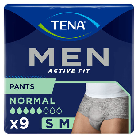 Tena Men Active Fit Pants, saugfähige Slips für Männer, Größe S/M, 75-105 cm, Normal, 9 Stück