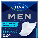 Tena Men Active Fit, Anatomical Insoles for Men, Level 1, 24 units