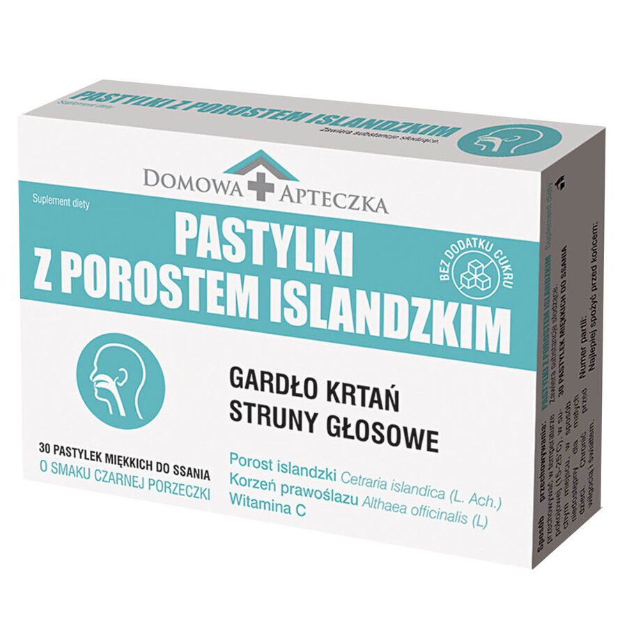 Pastile de licheni islandezi, aromă de coacăze negre, 30 de pastile