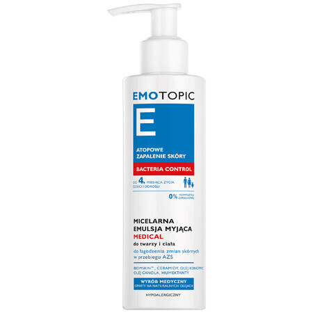 Pharmaceris E Emotopic Bacteria Control, Micellar medical cleansing emulsion for face and body from 4 months of age, 190 ml