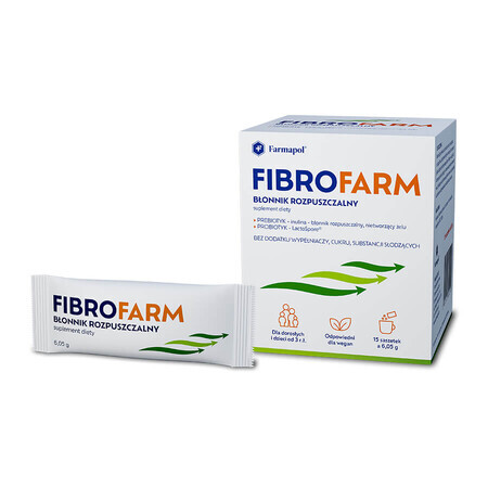 Fibrofarm Fibre Solubile, pentru adulți și copii de la 3 ani, 6,05 g x 15 plicuri