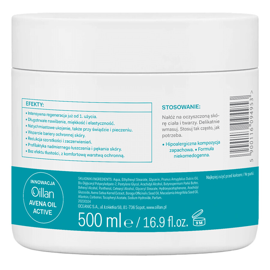 Feuchtigkeitsspendende Hautpflegecreme von Oillan, 500 ml