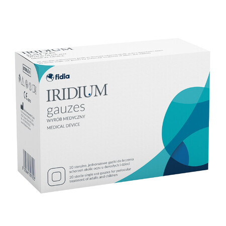 Gazes Iridium, compresses de gaze stériles pour le traitement des maladies du contour des yeux, 20 pièces