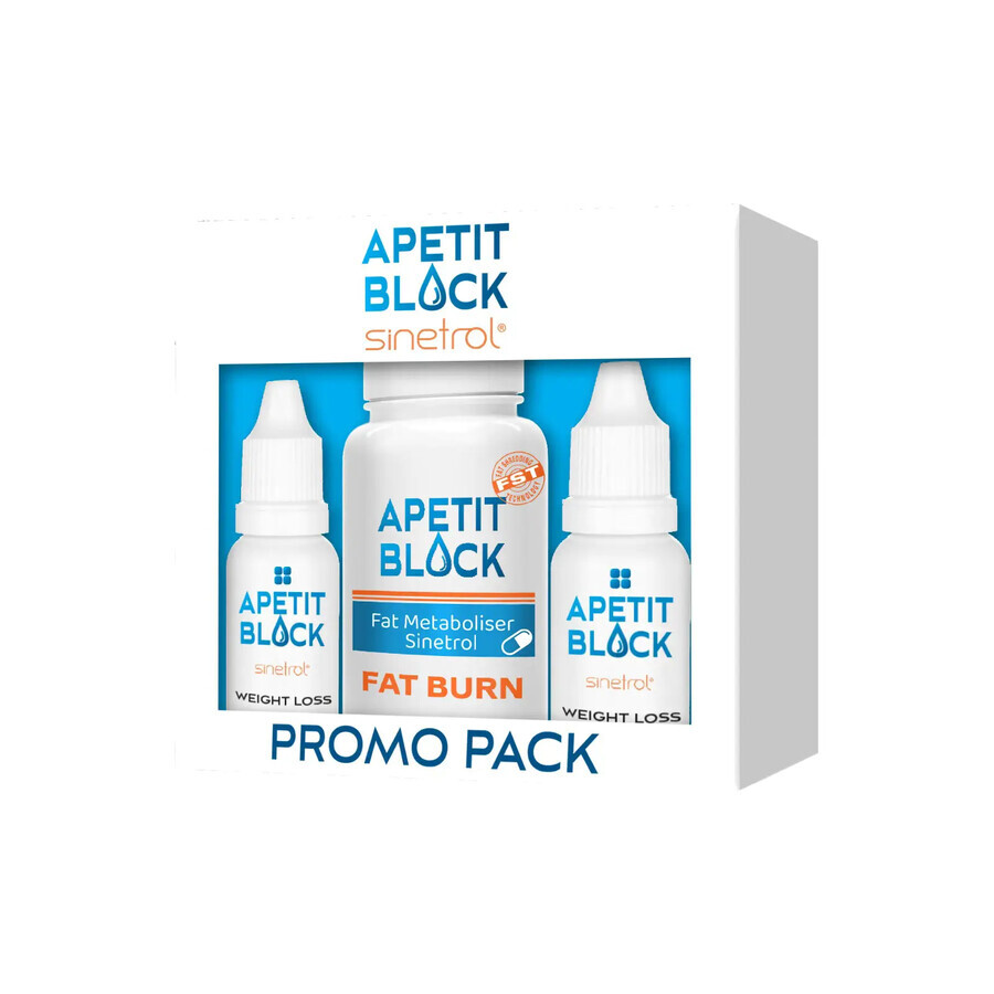 Apetit Block Sinetrol Paket 30 Kapseln + 2 Flaschen x 15 ml – zur Gewichtsreduktion