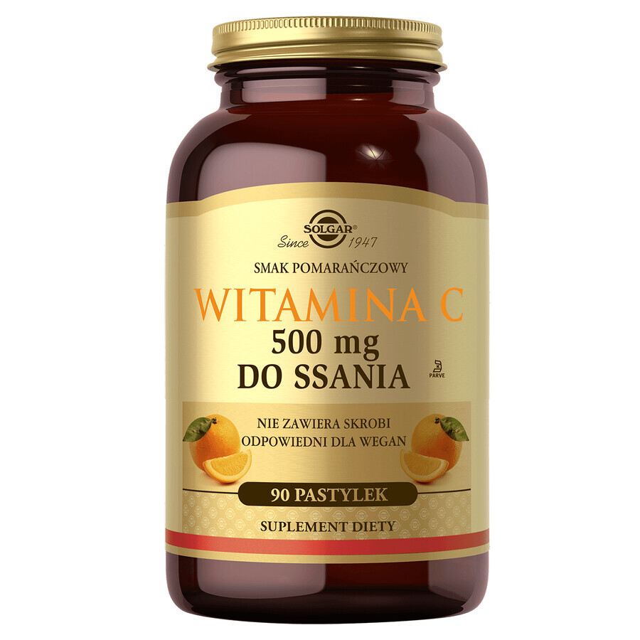 Solgar Vitamina C 500 mg, gusto arancia, 90 pastiglie DATA SCORTA